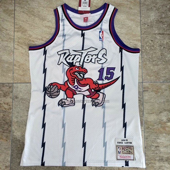 Camiseta Toronto Raptors Vince Carter NO 15 Mitchell & Ness 1998-99 Blanco